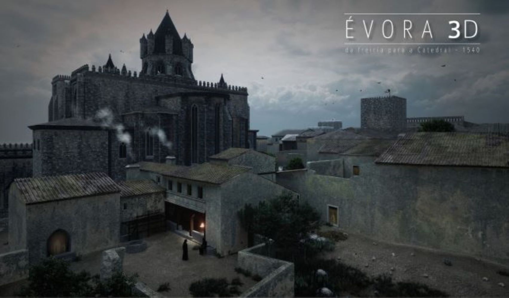 Digital ilustration of an overview of Évora´s Cathedral main chapel in the 1st half of the 16th century.