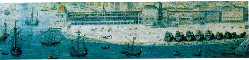 View of the Ribeira Royal Palace c. 1535. Livro de Horas de D. Manuel